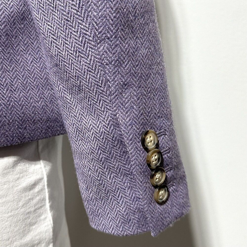 Michael Kors 100% Wool Herringbone Tweed Blazer Jacket Lavender Purple Size 2 - Picture 5 of 10